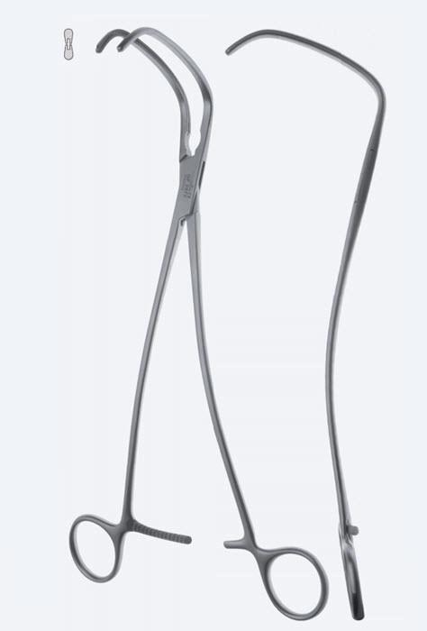 Зажими судинні Cooley для клубов кістки, для аорти, зубці Cooley, вигнуті, шир щелеп 72 мм, з крем, довж 260 мм. Бренд - Asanus Medizintechnik Gmb, Німеччина